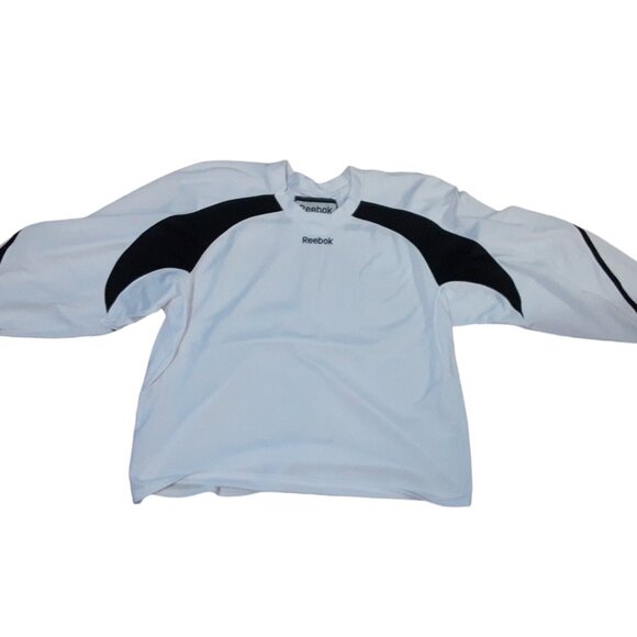 Reebok Goalie Style Practice Jersey White with Black Adult Hockey - Picture 1 of 4